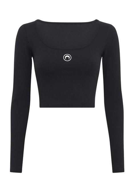 top moon logo jersey roundneck donna nero MARINE SERRE | WTT033ACJER0011BK99